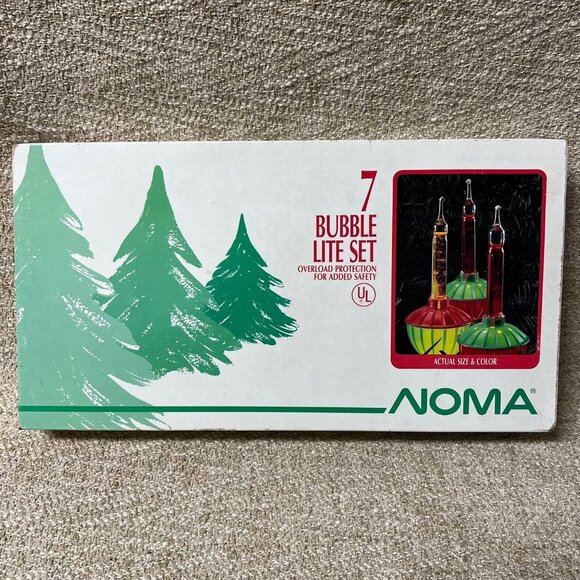 Noma Bubble Buscuit Christmas Lights 7 Bulbs Lite Set Oil In Original Box - Picture 1 of 7